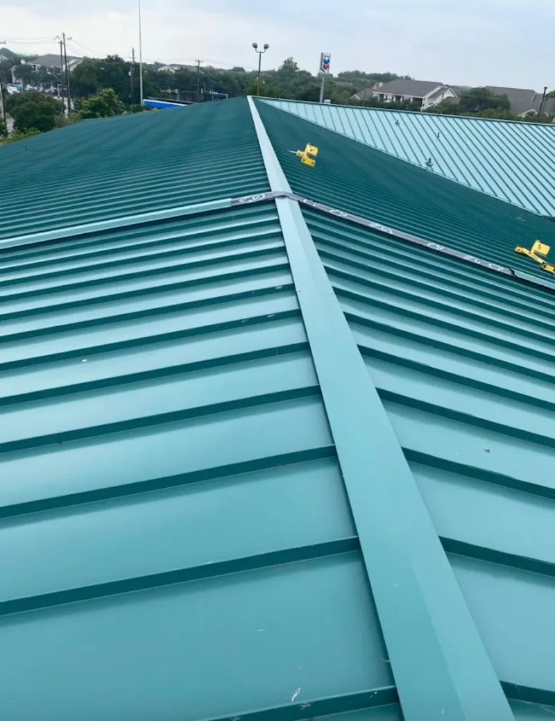 Green commercial metal roof ridge and valley for Metal Roof Repair in New Britain